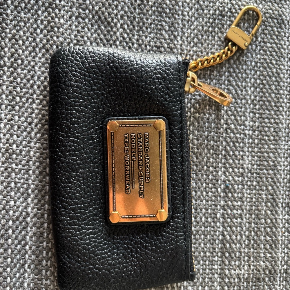 Marc Jacobs Black Leather Pouch with Gold Details